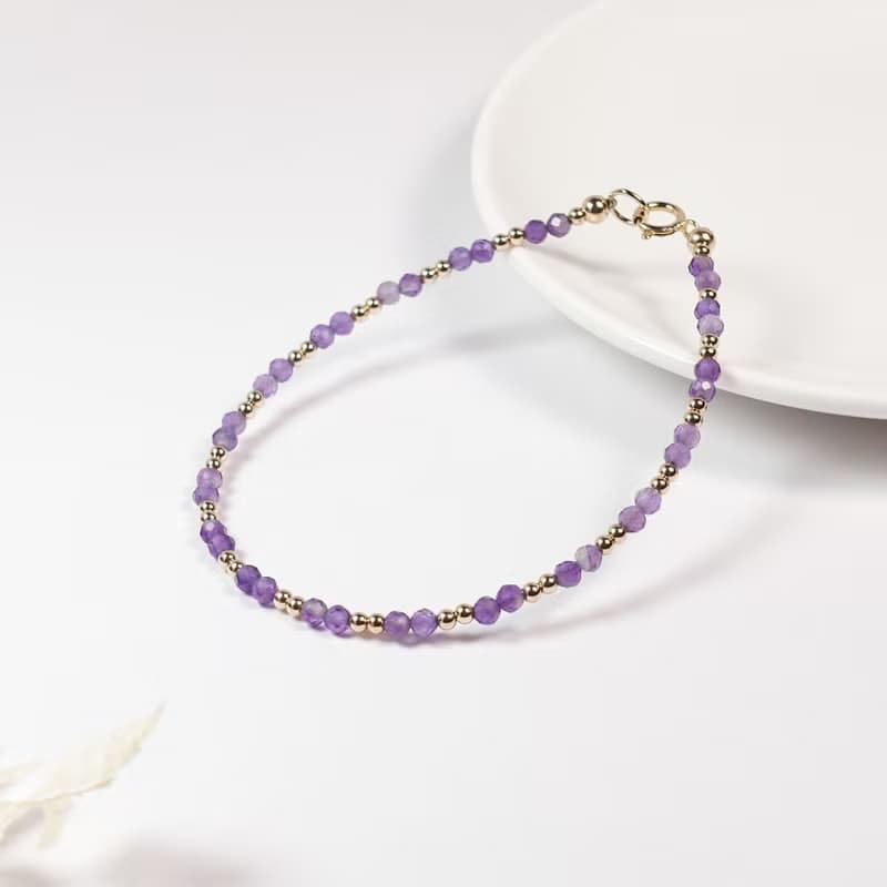 二月誕生石 紫水晶 l 智慧 × 人緣 × 招財 l 美國14KGF極細手鍊