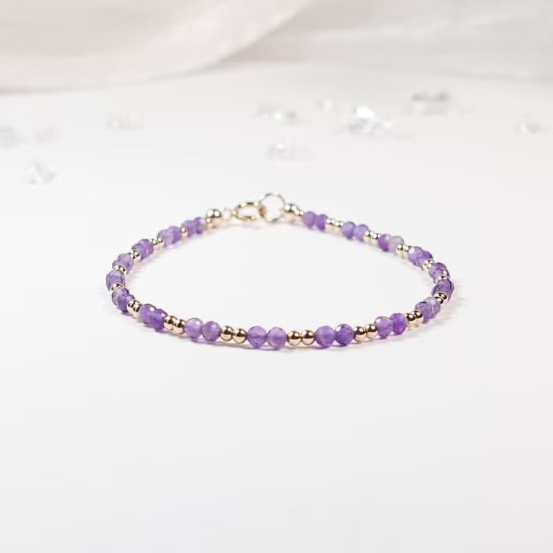 二月誕生石 紫水晶 l 智慧 × 人緣 × 招財 l 美國14KGF極細手鍊
