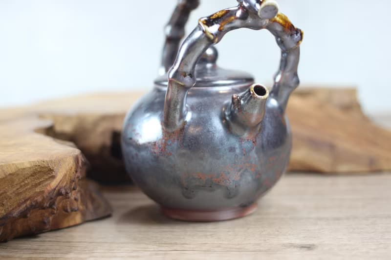 【送禮好物】250ml 天目柴燒 竹節提樑茶壺 葉敏祥手作精品