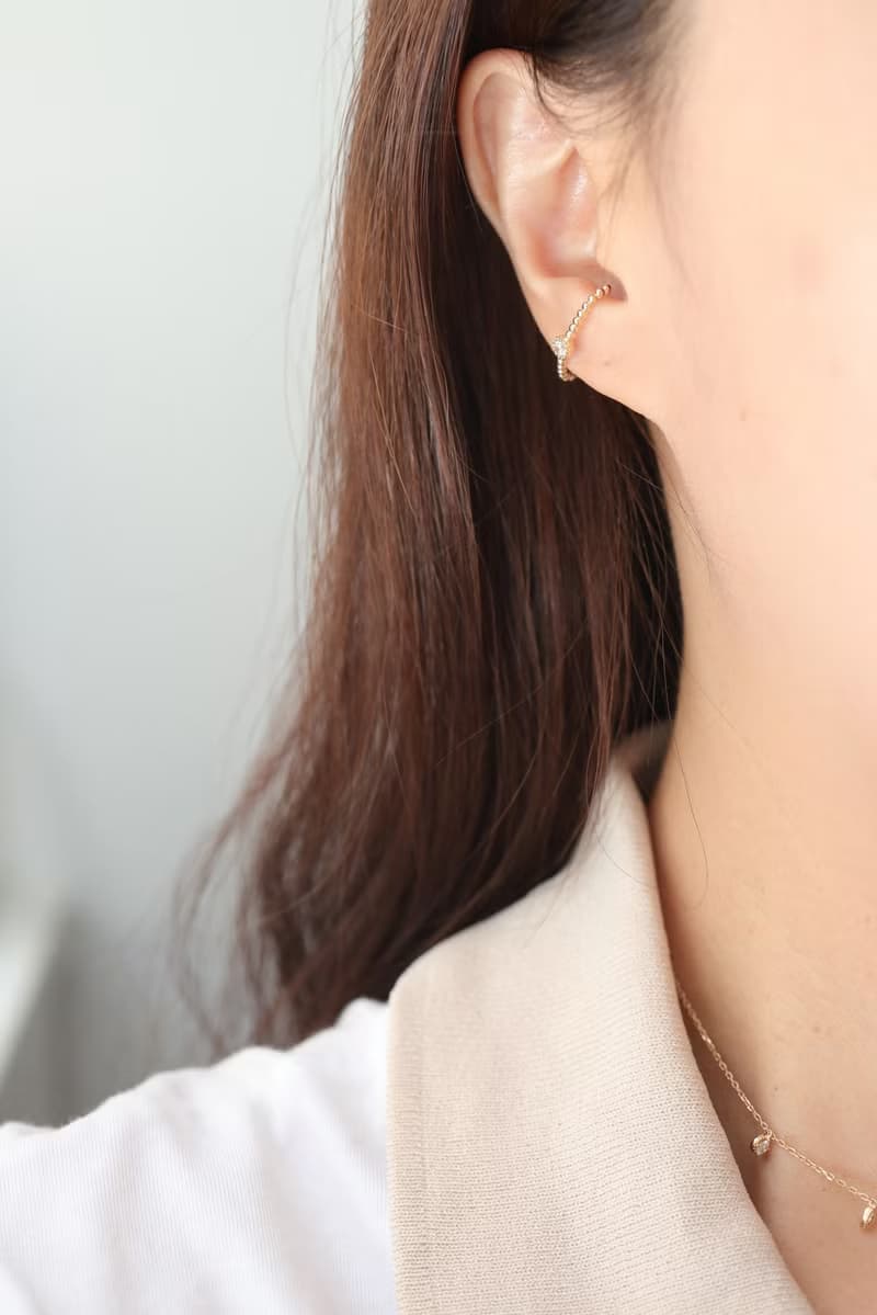 14K C type CZ Piercing C型鎖珠耳環 (單個)耳骨 耳窩 不退色