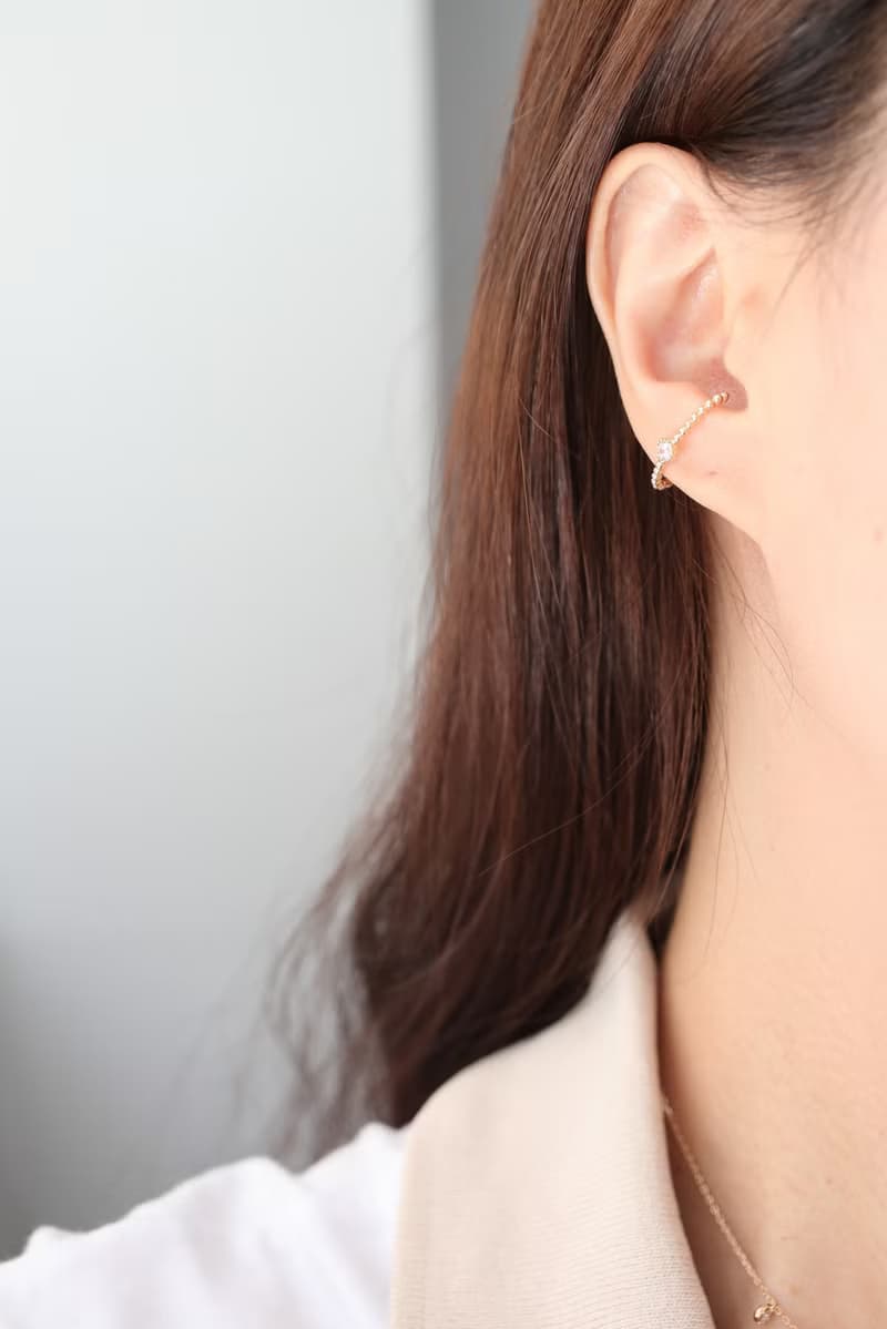 14K C type CZ Piercing C型鎖珠耳環 (單個)耳骨 耳窩 不退色