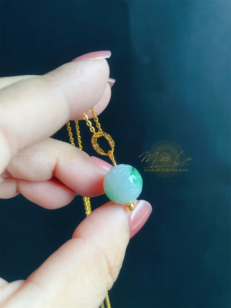 【翠珠・靜雅之心】天然緬甸翡翠 飄陽綠 圓珠 項鍊 禮物 長輩禮
