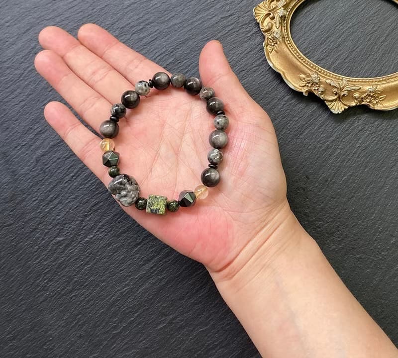 銀曜石 金髮晶 火焰石 藥王石 黑膽石 黑檀木 火焰石貔貅招財手鍊