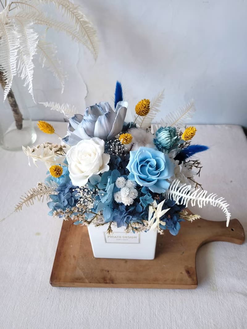 海藏設計| 深海冰藍永生盆花 開幕祝賀花禮