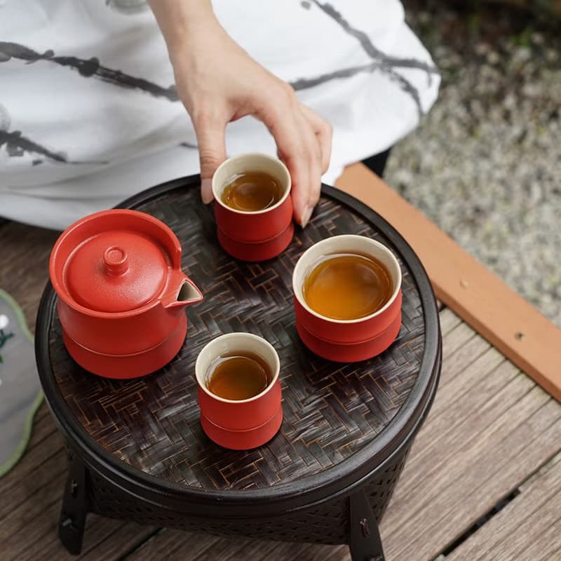 陸寶 富竹年年茶組 1壺3杯 竹節造型 茶具組