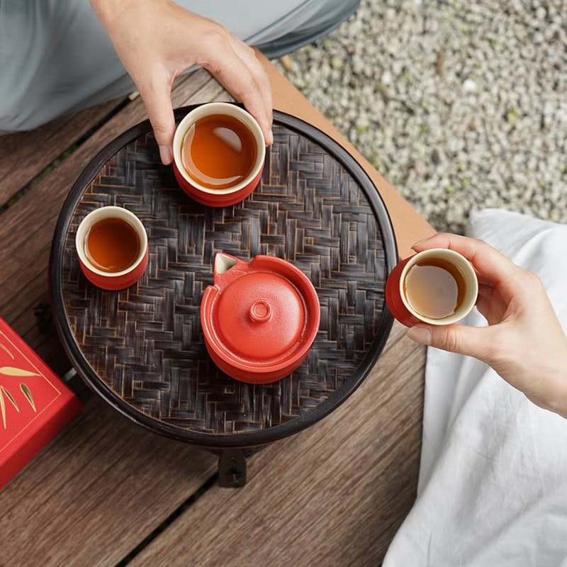 陸寶 富竹年年茶組 1壺3杯 竹節造型 茶具組