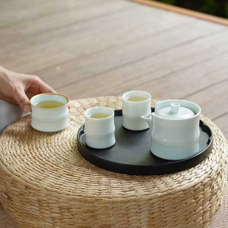 陸寶 富竹年年茶組 1壺3杯 竹節造型 茶具組