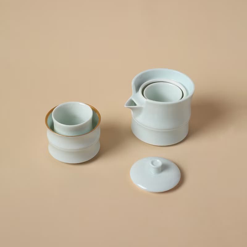 陸寶 富竹年年茶組 1壺3杯 竹節造型 茶具組