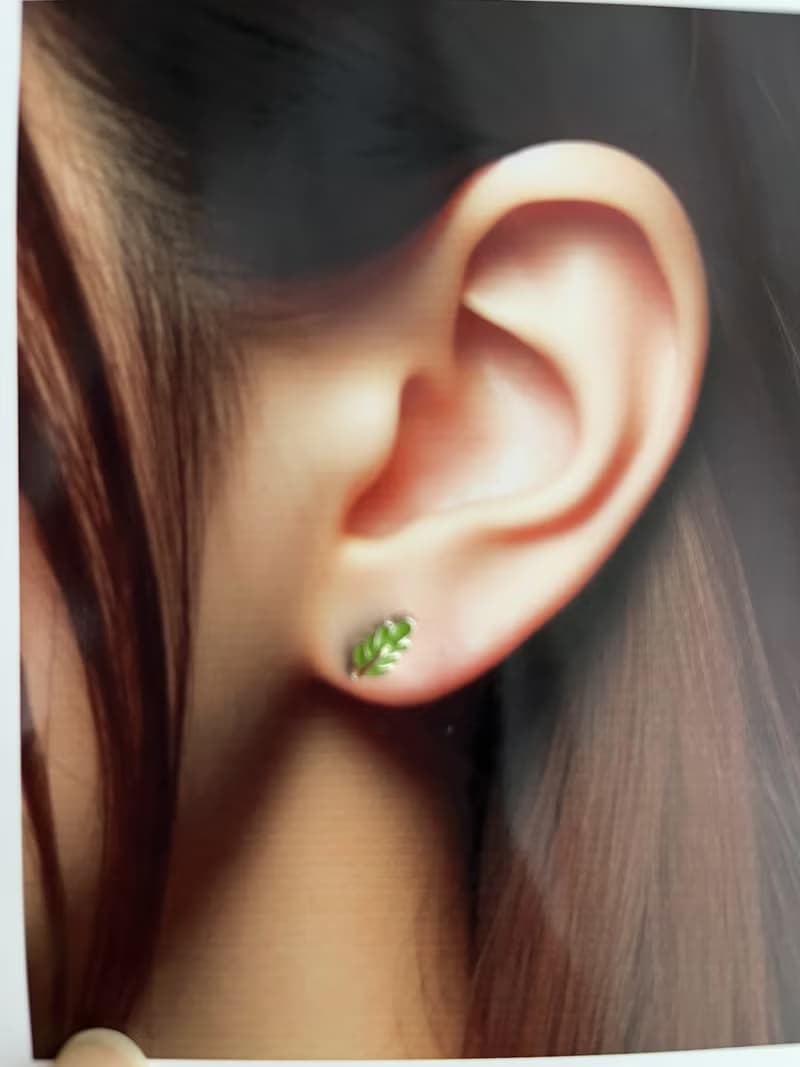 Cute Green leave Stainless Steel Tiny Stud Earrings