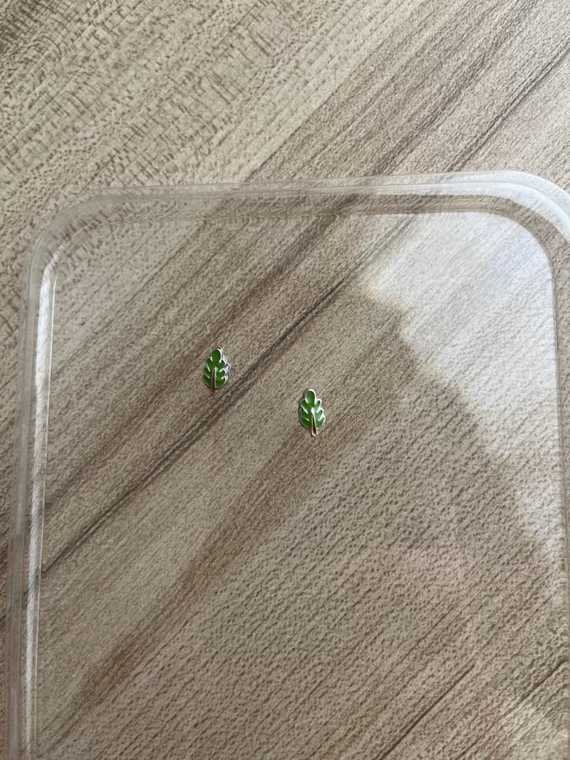 Cute Green leave Stainless Steel Tiny Stud Earrings