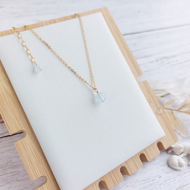 冰透海藍寶石 x 14KGF項鍊 鎖骨鍊