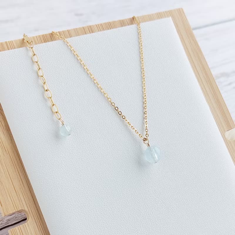 冰透海藍寶石 x 14KGF項鍊 鎖骨鍊