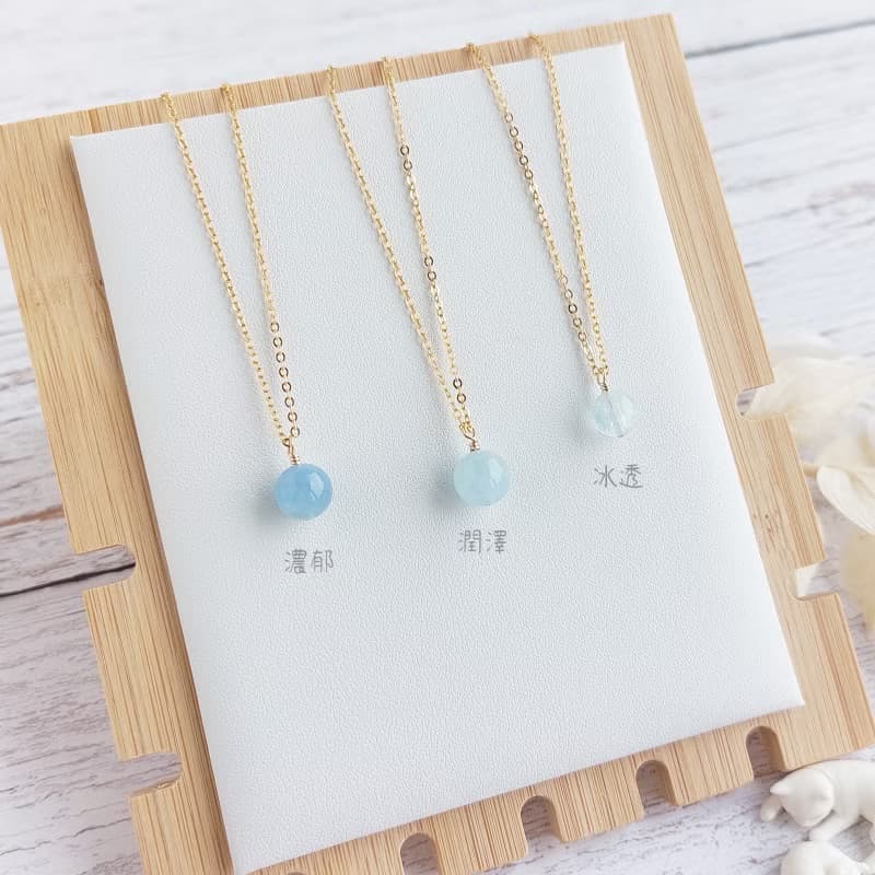 冰透海藍寶石 x 14KGF項鍊 鎖骨鍊