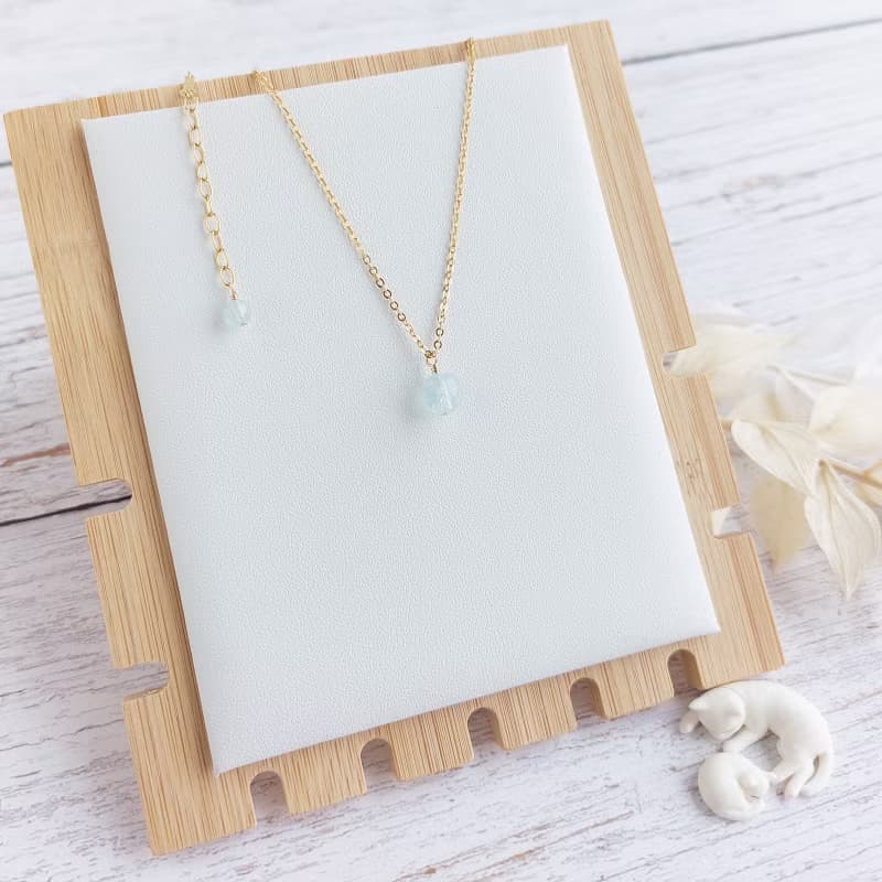 冰透海藍寶石 x 14KGF項鍊 鎖骨鍊