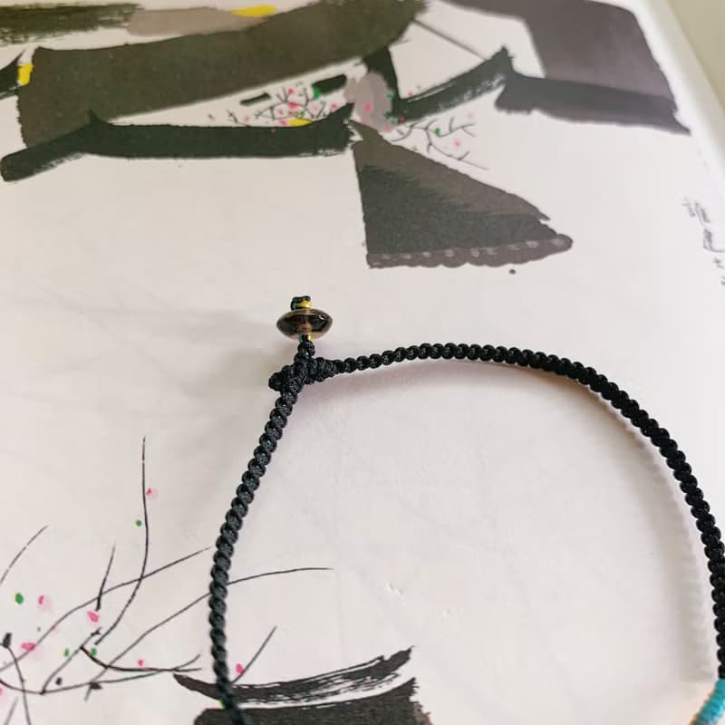 寒山客。天然碧璽小平安扣復古編織手繩 五彩繩古風原創古典手鏈