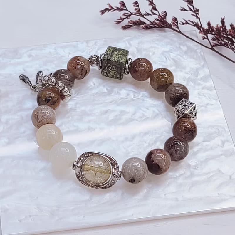 千層幽靈 藥王石 白幽靈 金髮晶||助事業 招財 舒壓 水晶手鍊