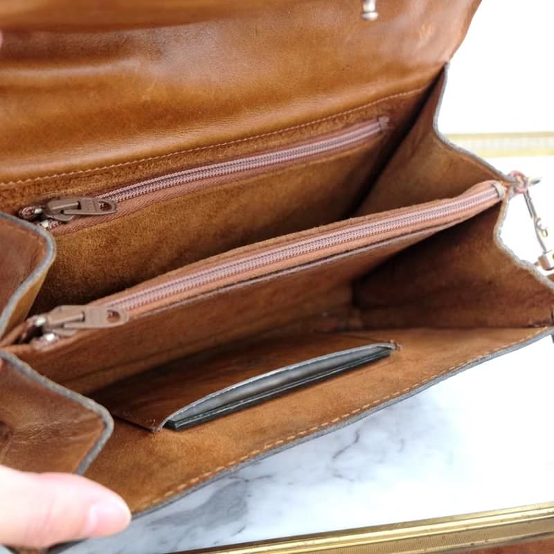 法國復古淺啡色鱷魚皮袋