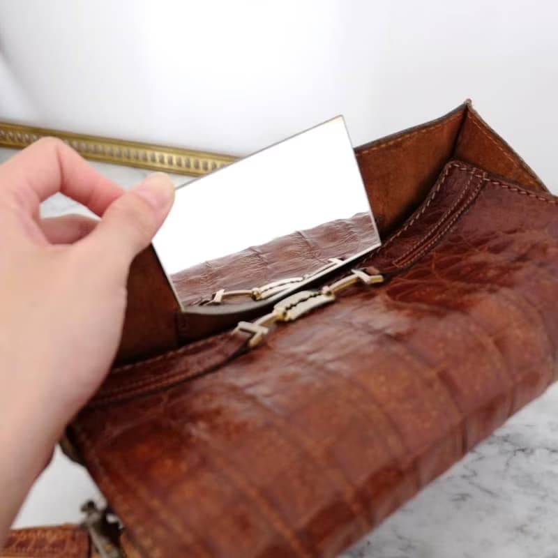 法國復古淺啡色鱷魚皮袋