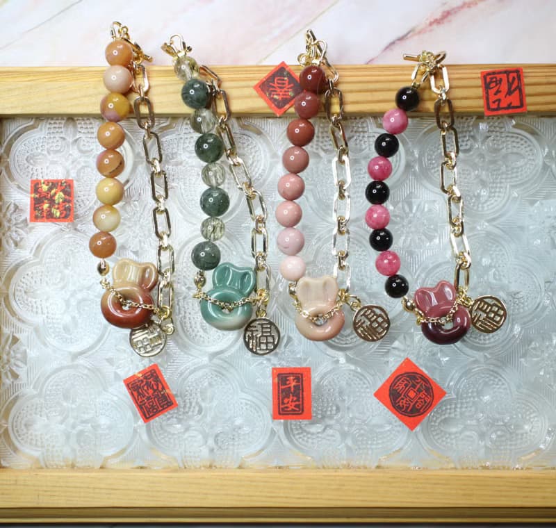 Six Cats  手作設計款 阿拉善兔頭平安扣  招財祈福手鍊 禮物