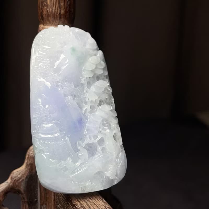 冰種紫羅蘭翡翠山水牌 | 天然緬甸玉翡翠A貨 | 送禮