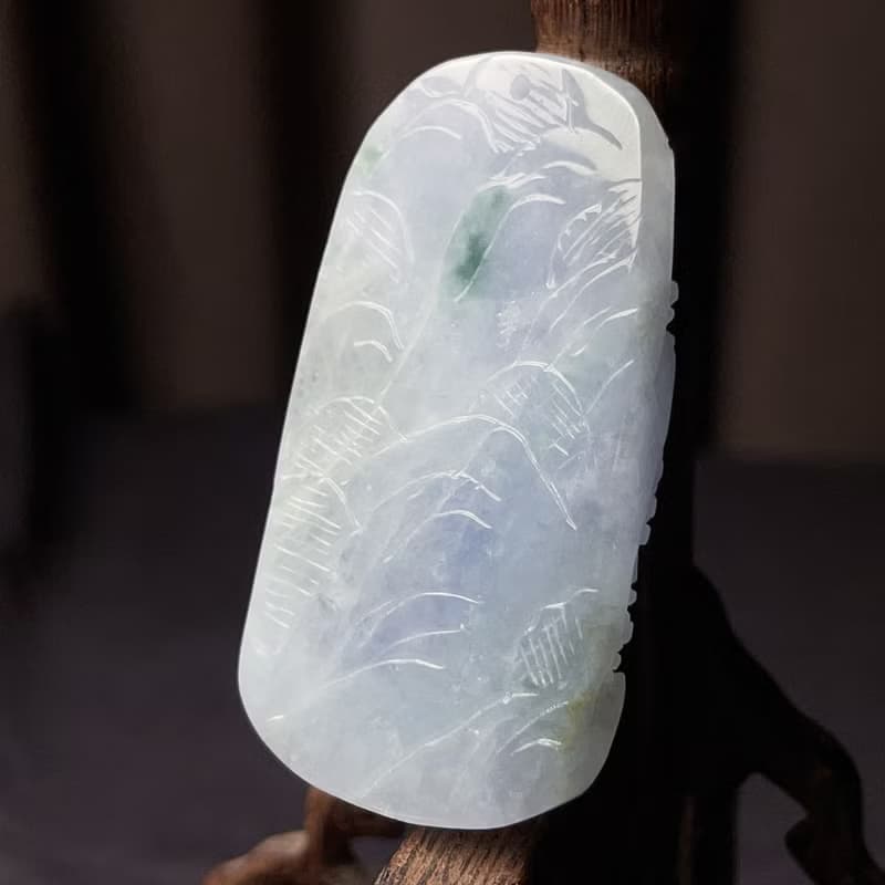 冰種紫羅蘭翡翠山水牌 | 天然緬甸玉翡翠A貨 | 送禮