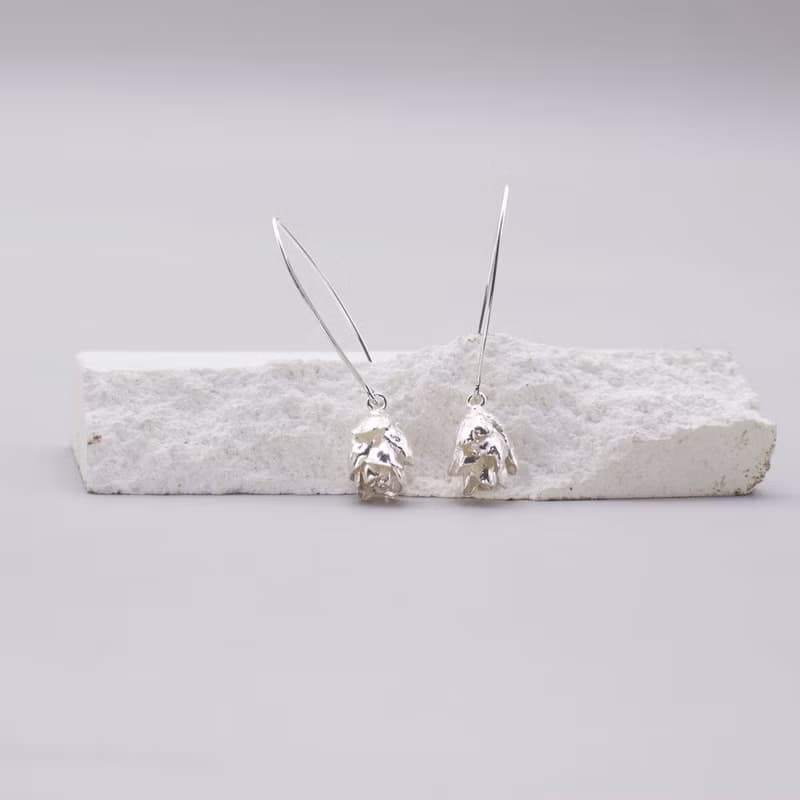 松果 中耳勾純銀耳環 夾式耳環