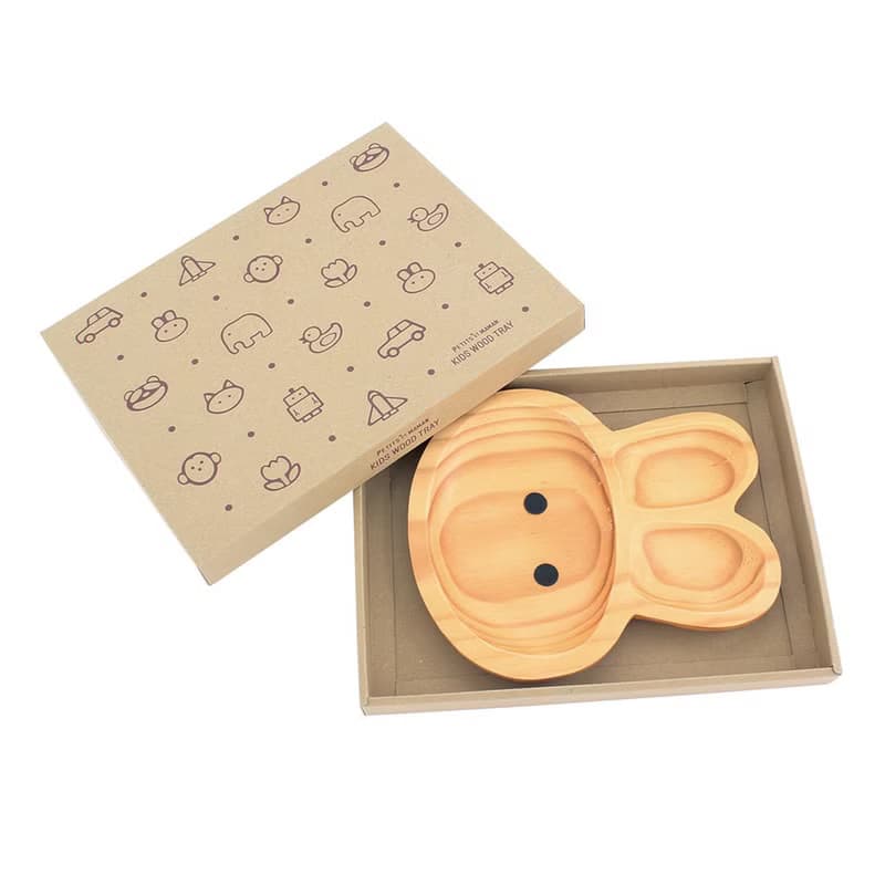 【SPICE】日本 PETIT'S MAMAN 天然松木 兒童餐盤-兔子