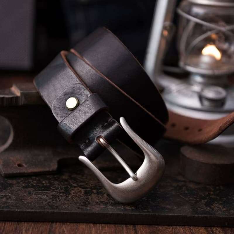 日本製造銅扣 義大利厚植鞣牛皮 復古男士皮帶阿美咔嘰4.0寬5.0厚