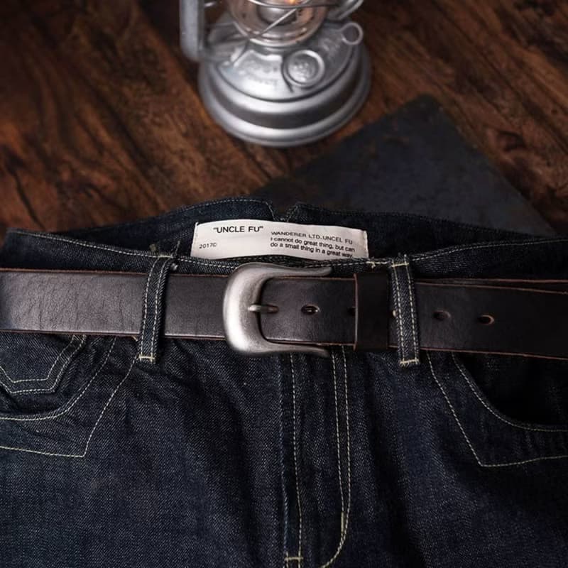 日本製造銅扣 義大利厚植鞣牛皮 復古男士皮帶阿美咔嘰4.0寬5.0厚