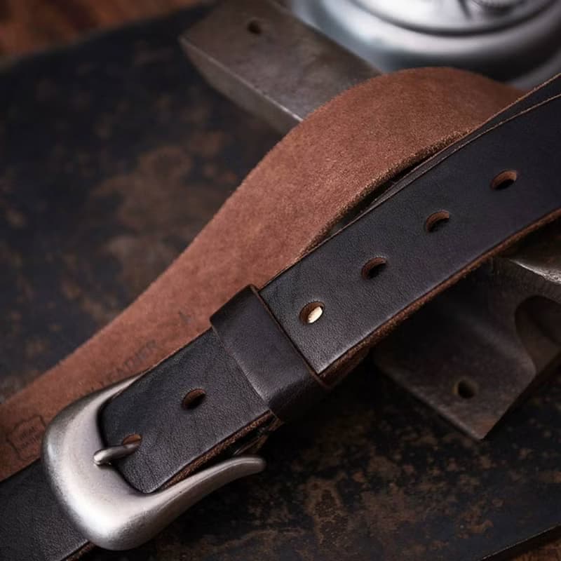 日本製造銅扣 義大利厚植鞣牛皮 復古男士皮帶阿美咔嘰4.0寬5.0厚