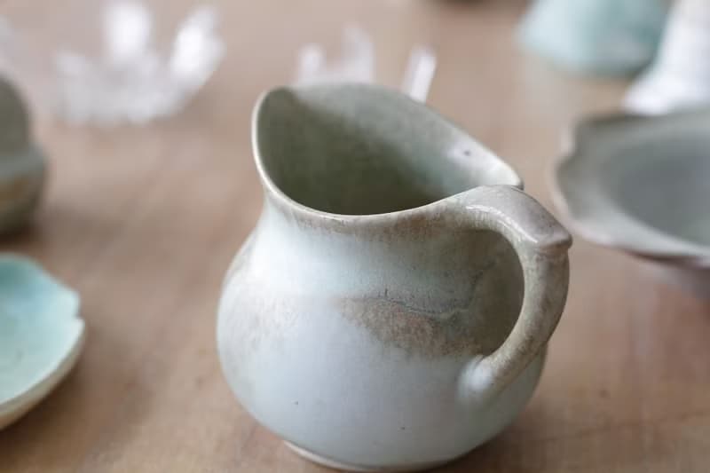 手工上釉藍綠色旋坯茶海