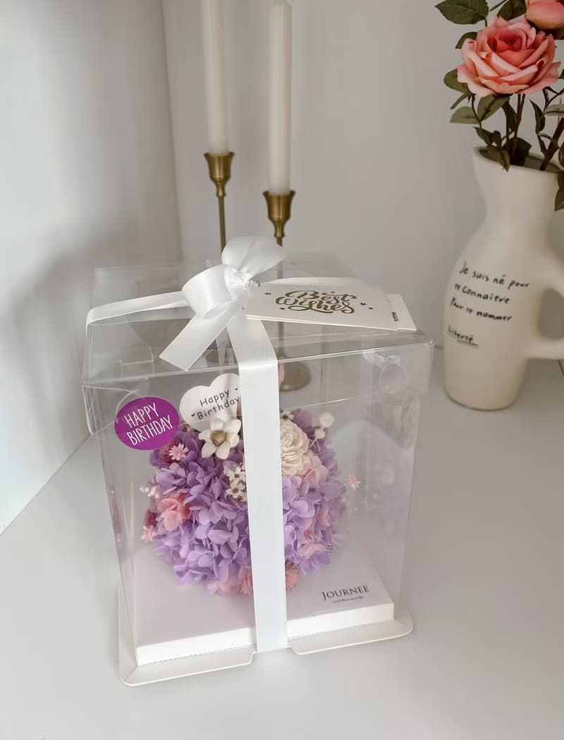Journee紫莓果小花蛋糕禮盒 永生花乾燥花蛋糕乾燥花束繡球花蛋糕