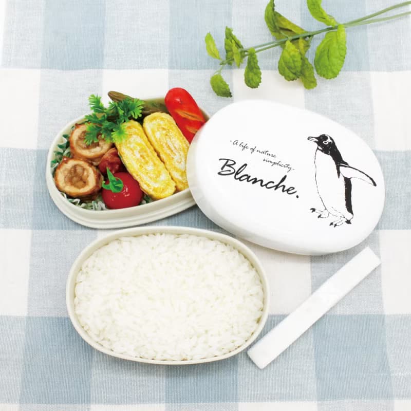 Blanche. 2-Compartments Oval Lunchbox 410ml Bentobox Kids School Made In Japan