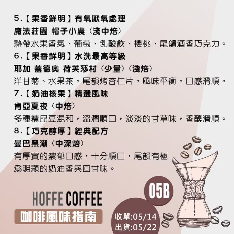 【半磅 精品咖啡豆-05B】買一送二 手沖咖啡 接單烘焙 HOFFE咖啡