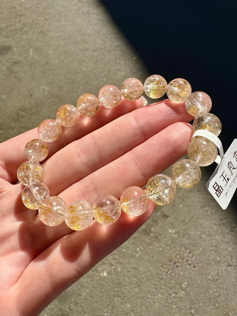 小精品黃金超七水晶10mm27.82g錢錢金子色主招財正財招貴人緣
