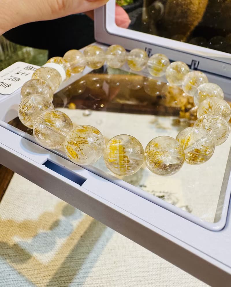 小精品黃金超七水晶10mm27.82g錢錢金子色主招財正財招貴人緣