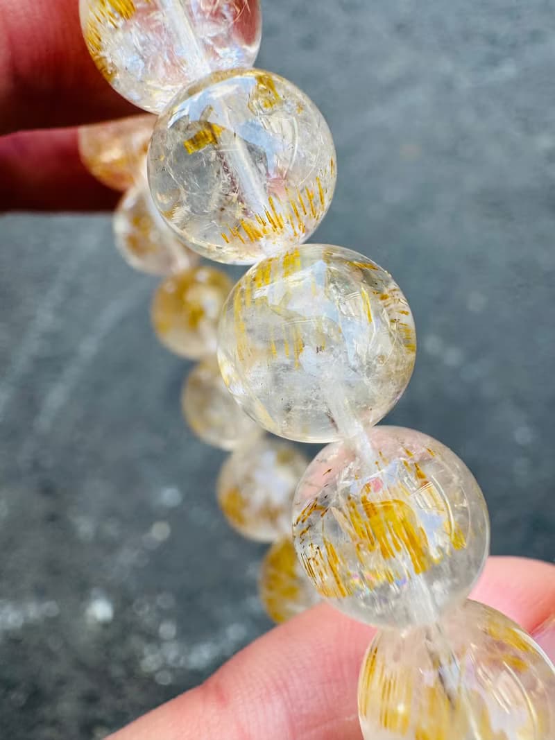 小精品黃金超七水晶10mm27.82g錢錢金子色主招財正財招貴人緣