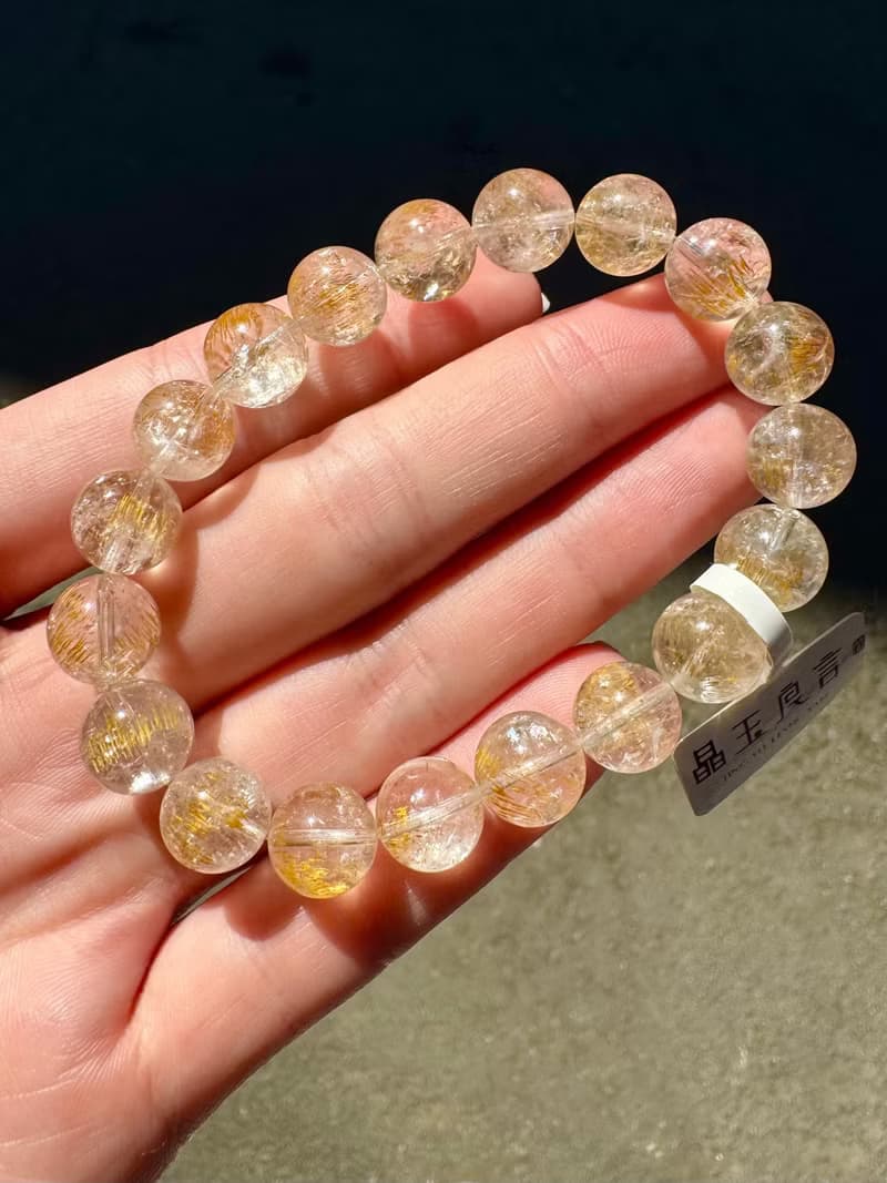 小精品黃金超七水晶10mm27.82g錢錢金子色主招財正財招貴人緣