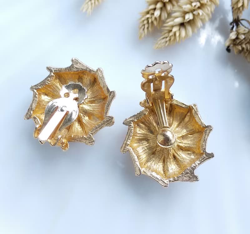 Vintage Jewelry 西洋古董飾品 旋轉仿珠 優雅 夾式耳環
