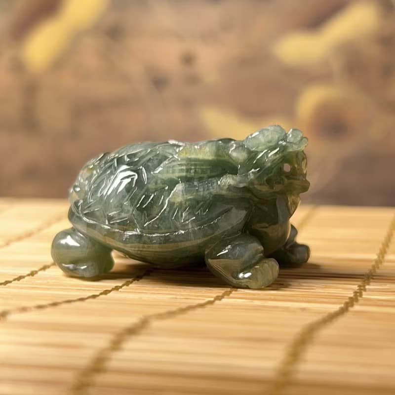 【吉祥‧長壽】冰飄花翡翠龍龜 | 天然緬甸玉A貨翡翠 | 送禮