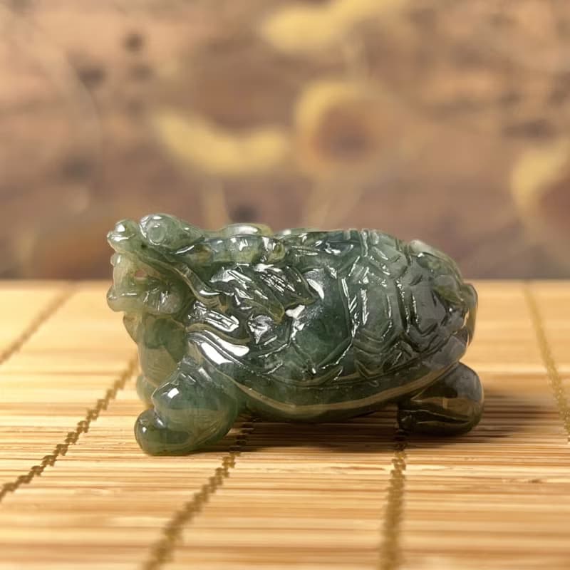 【吉祥‧長壽】冰飄花翡翠龍龜 | 天然緬甸玉A貨翡翠 | 送禮