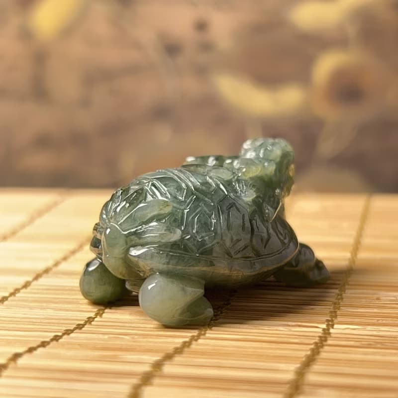 【吉祥‧長壽】冰飄花翡翠龍龜 | 天然緬甸玉A貨翡翠 | 送禮