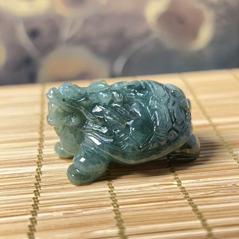 【吉祥‧長壽】冰飄花翡翠龍龜 | 天然緬甸玉A貨翡翠 | 送禮
