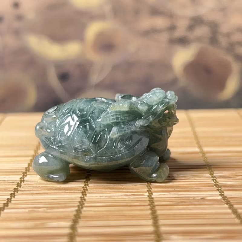 【吉祥‧長壽】冰飄花翡翠龍龜 | 天然緬甸玉A貨翡翠 | 送禮