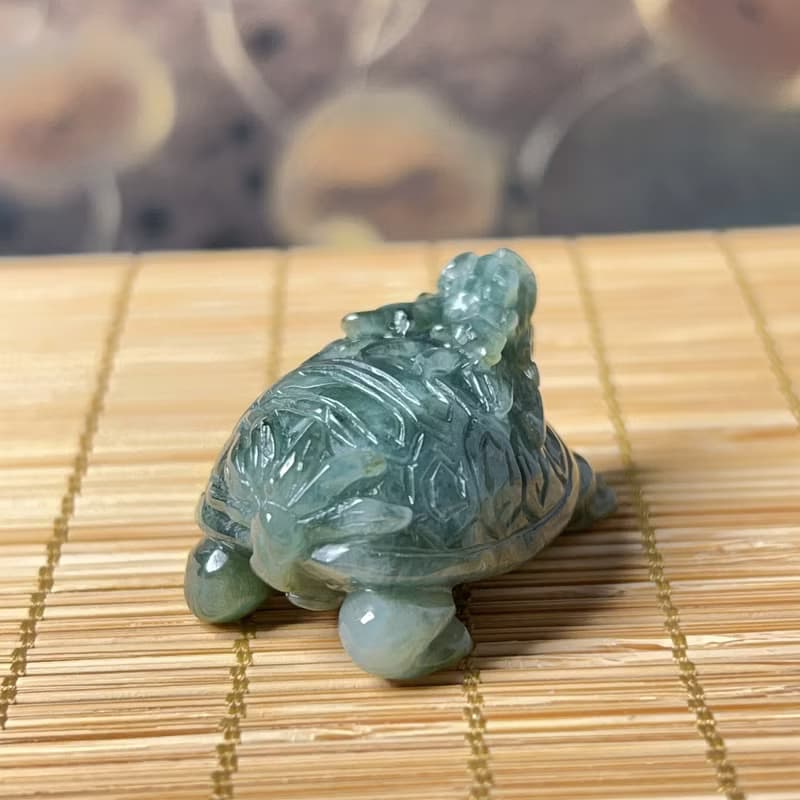 【吉祥‧長壽】冰飄花翡翠龍龜 | 天然緬甸玉A貨翡翠 | 送禮
