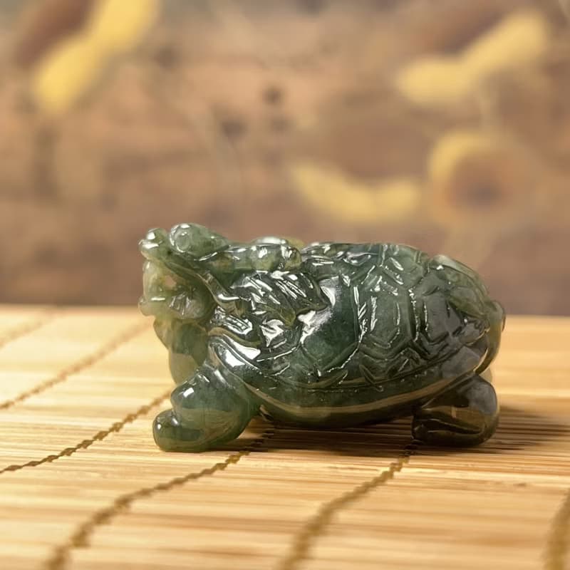 【吉祥‧長壽】冰飄花翡翠龍龜 | 天然緬甸玉A貨翡翠 | 送禮