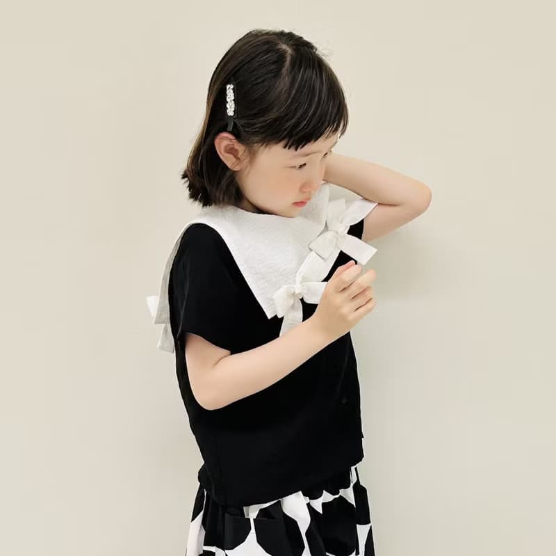 海軍領黑白蝴蝶結短袖上衣 / 童裝