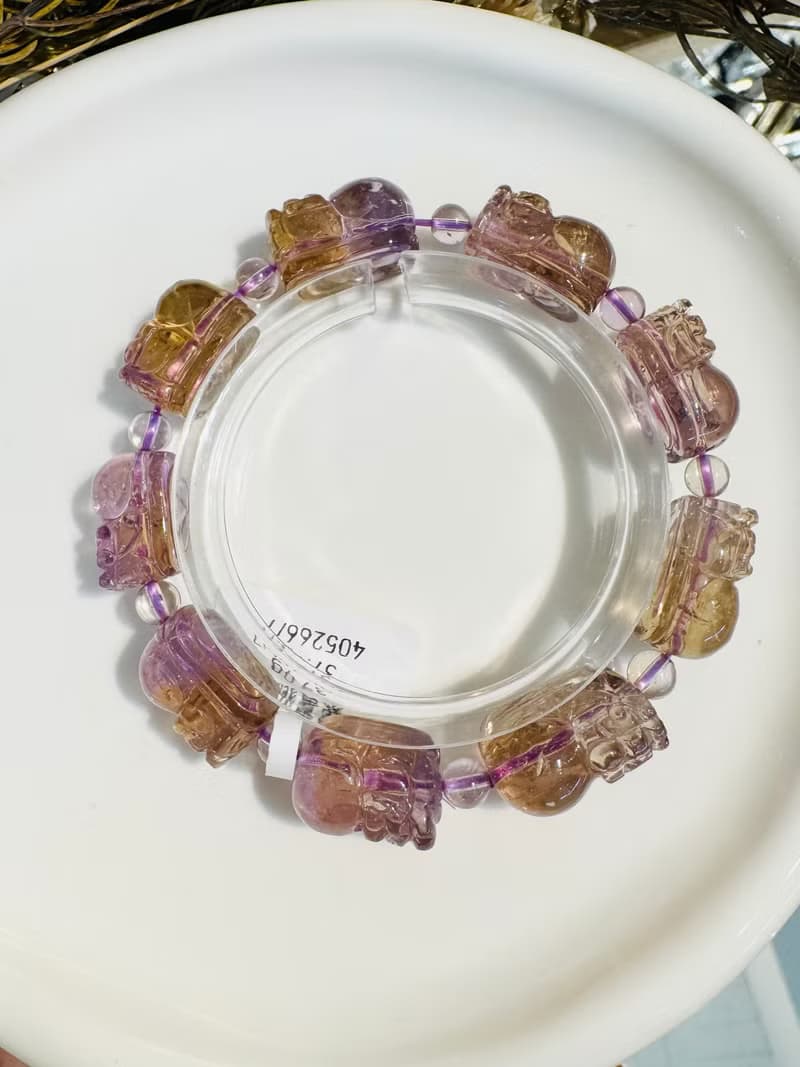 小精品透體雙色紫黃晶招財貔貅37.90g招財智慧最強招財水晶