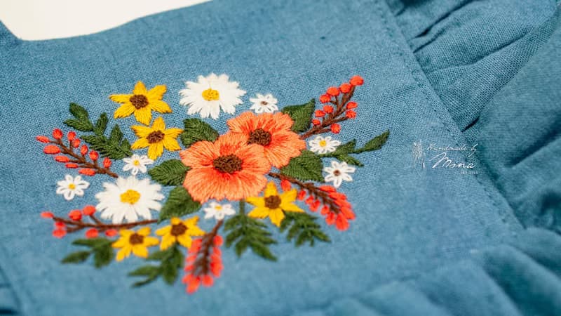 Handmade by Mina【寶寶手工刺繡荷葉洋裝套裝】贈禮盒 彌月禮