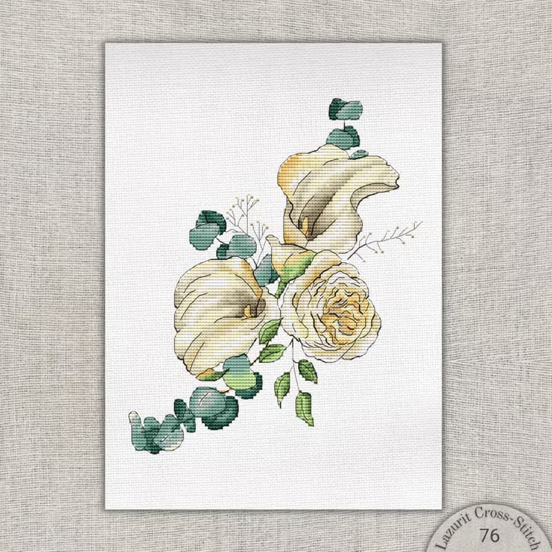 【數位】Delicate bouquet in a cross stitch pattern